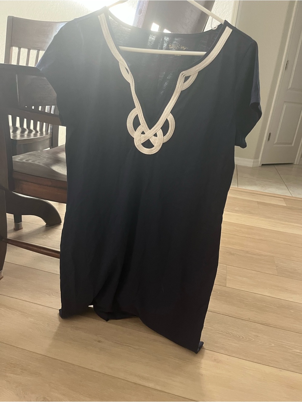 Lilly Pulitzer Navy Short-Sleeve Tunic with Cream Rope Detail